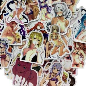18+ New Hentai Anime Character adult uncensored Sticker bundle 10 sexy ladies